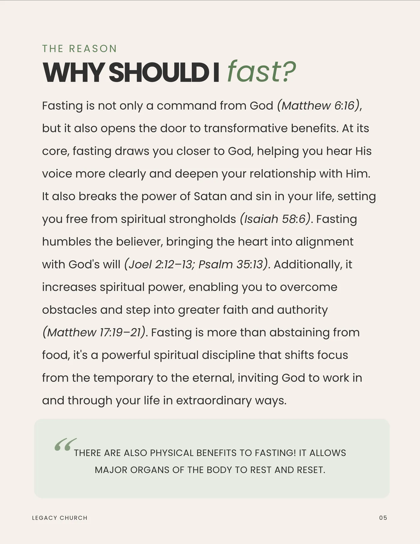 Why should I fast? Fasting humbles the believer, breaks strongholds, and increases spiritual power